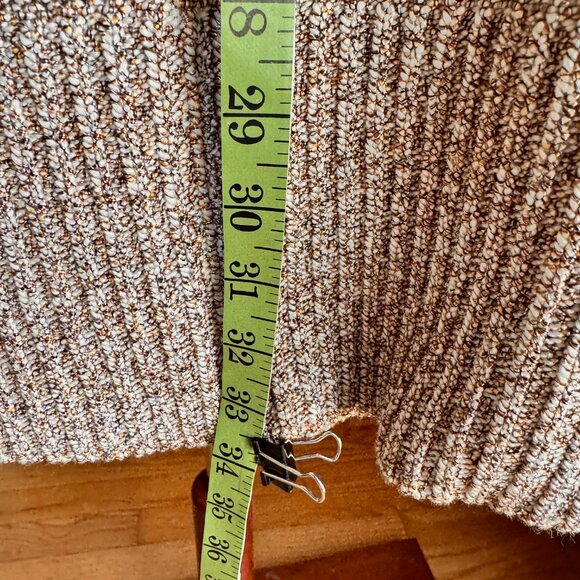 Ann Taylor Open Front Long Cardigan Bronze, Cream, Brown Acrylic Blend Knit, SzL - Picture 6 of 9